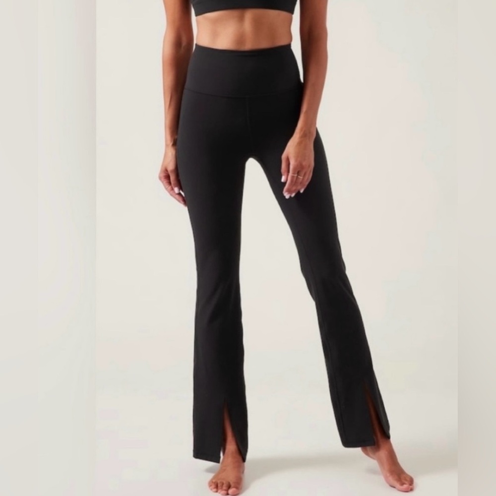 NWT ATHLETA Elation Black Split Flare Leggings